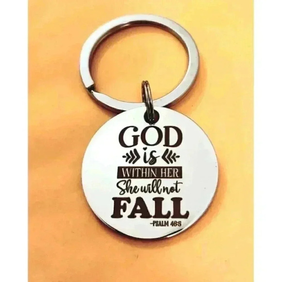 God is Within HER SHE WILL NOT FAIL KEYCHAIN - Picture 1 of 1